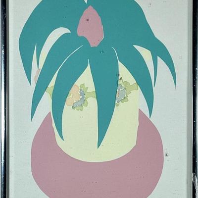 ABSTRACT STILL LIFE LITHOGRAPH | Plant on Table Color Lithograph. Signed, dated, titled, and numbered “6/6” on bottom- h. 17.25 x w....