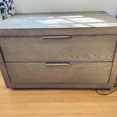 Sale Photo Thumbnail #15: Restoration Hardware Machinto Closed Nightstand (2 included) $900 for both ($450 each).   Designed by the Van Thiels, a family-owned company known for their meticulous finish work, our collection mixes bold proportions and clean, mitered lines in a style 