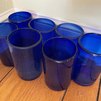 Set Of Hand Blown Cobalt Blue Glass Tumblers