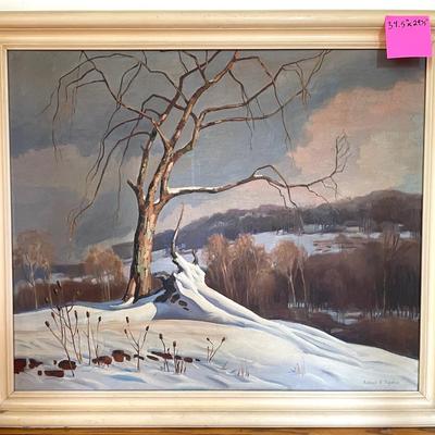 1940 Landscape Painting “Song Of Winter” By Richard G. Sigafoos