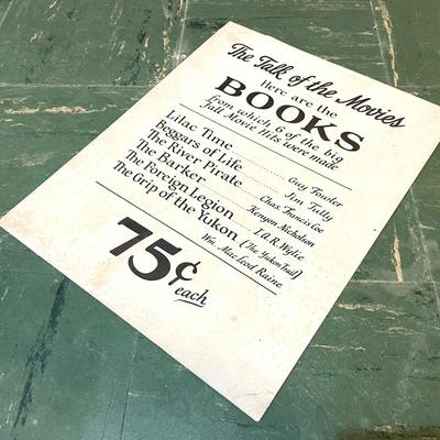 Vintage Cardboard Book/movies Advertisement