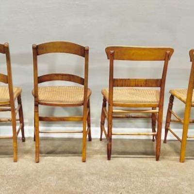 REAR /Group of Similar Cane-seat Dining Chairs. C. 1890
