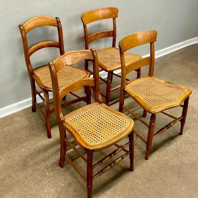 Group of Similar Cane-seat Dining Chairs. C. 1890