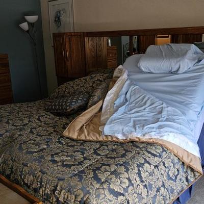 Reclining and adjustable king size bed with dressers and headboard 
