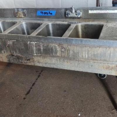 Lg9006 stainless steel 4 commercial industrial sink with drying side