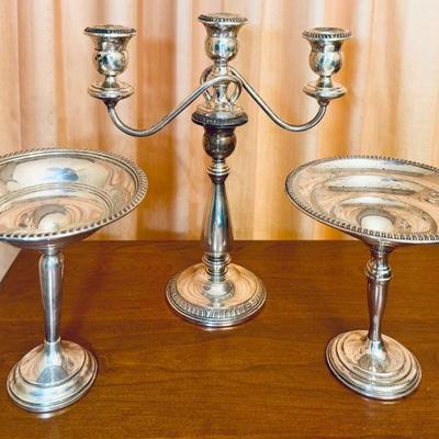 Sale Photo Thumbnail #1: Sterling silver weighted candle holders 