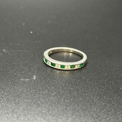 Sale Photo Thumbnail #62: Platinum ring with emeralds and diamonds