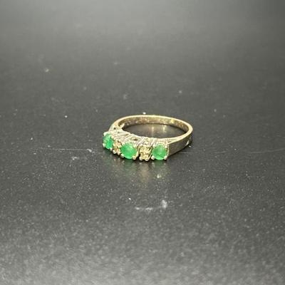 Sale Photo Thumbnail #63: Platinum ring with emeralds and diamonds