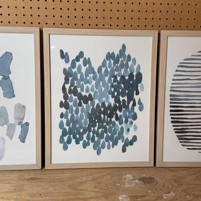 Abstract Wall Decor Trio - Grays & Blues 