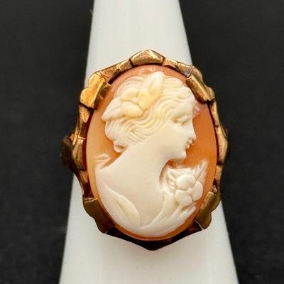 Vintage Cameo Style Ring with 10k Gold Band