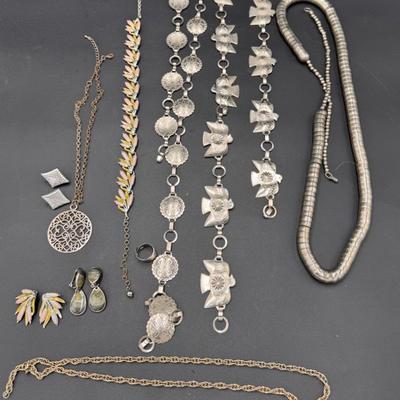 Assortment of Silver Costume Jewelry and Belts