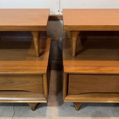 Kent Coffey “The Elegante” Nightstands - Mid Century Style Matching Pair 