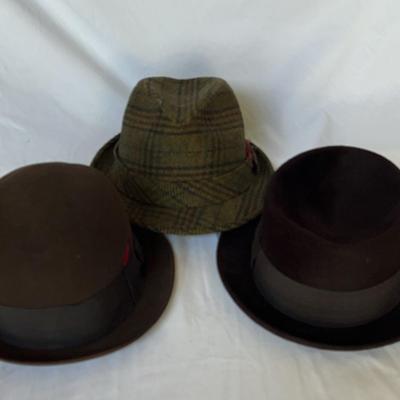 Trio of Vintage Mens Hats - Stetson, Dobbs, Juster Bros