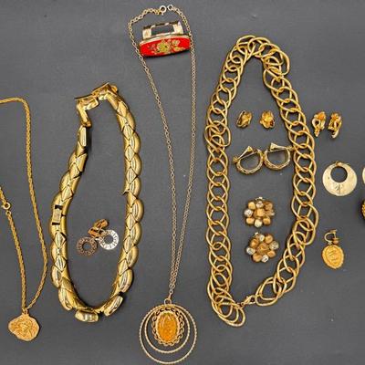 Assortment of Gold Costume Jewelry 