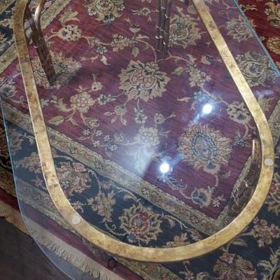 Sale Photo Thumbnail #55: Glass topped coffee table with bamboo style legs