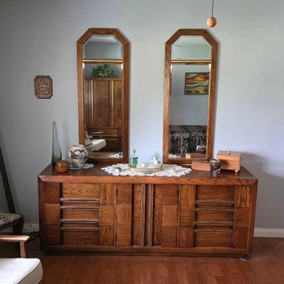 Sale Photo Thumbnail #159: Lane mid century brutalist dresser with mirrors