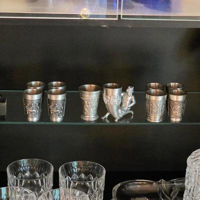 Sale Photo Thumbnail #54: Vintage German Rein Zinn pewter shot glasses