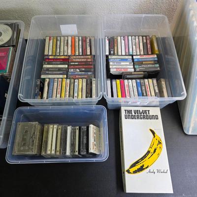 CDs, DVDs, cassette tapes