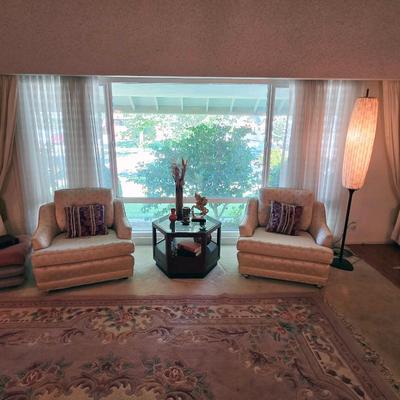 Sale Photo Thumbnail #25: Mid century chairs, table, mid century modern lamp