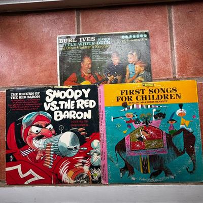 Lot #211 - 1968 Vinyl Record "Snoopy vs. The Red Baron," "First Songs for Children," & 1951 "Burl Ives Sings...