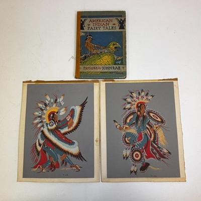 Lot #16 - 'American Indian Fairy Tales' Book & Woody Crumbo Native Prints
