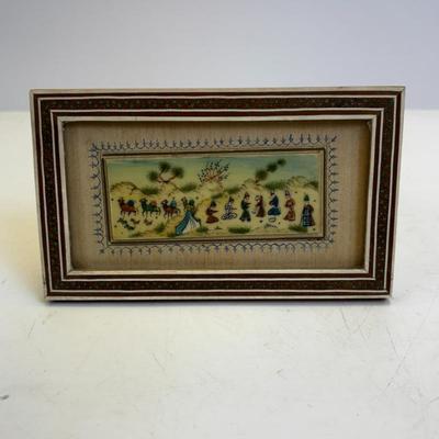 Lot #29 - Vintage Persian Painting on Bone Decorative Frame