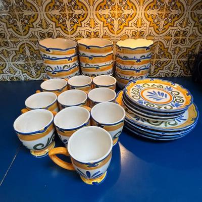 Lot #133 - Target Home Decorative Pottery Dinnerware Set Plates, Bowls, Mugs