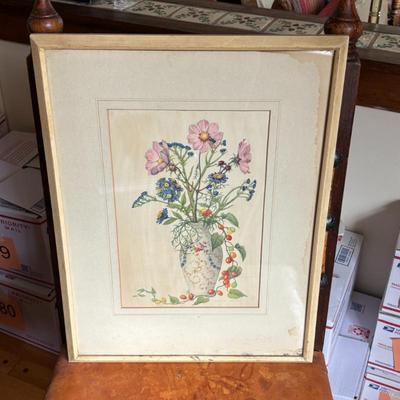 Lot #201 - Laurence Perugini "Flowers" Floral Watercolor Artwork