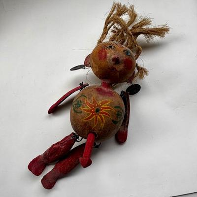 Lot #172 - Antique Mexican Folk Art Phallic Gourd Doll Jicara Coconut Sisal Hair