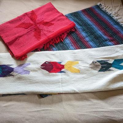 Lot #127 - Mexican Striped & Fish Blankets & Star Rug