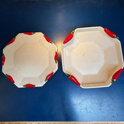 Lot #134 - Chili Pepper Serving Platter and Bowl