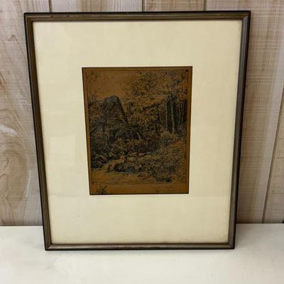 Lot #31 - Framed Drawing of Old Mill Chagford, England