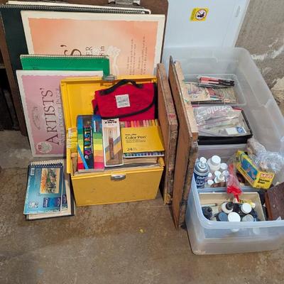 Lot #237 - Art Supplies Auction Lot: Artists Paper Sketch Pads Pens Pastels Paints Transparencies and more...