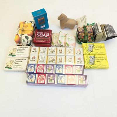 Lot #119 - Vintage Soap Collection Lot Including Australian Lanolin & Eucalyptus, Scottish Spiced Apple, English Bath Cubes