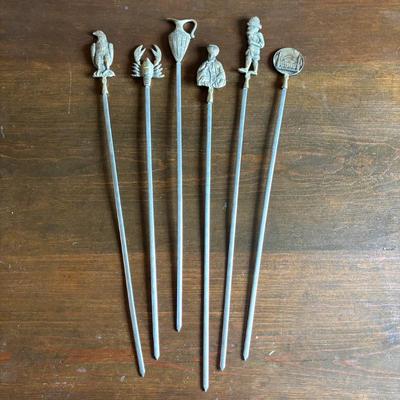 Lot #166 - Set of Six Turkish Kebab Skewers with Decorative Tops