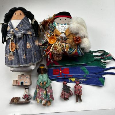 Lot #174 - Native American Handmade Dolls and Accessories Lot
