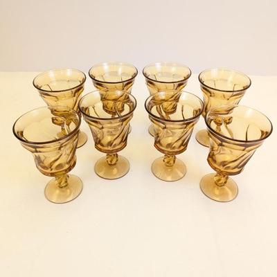 Lot #104 - Fostoria Jamestown Amber Glass Water Goblets