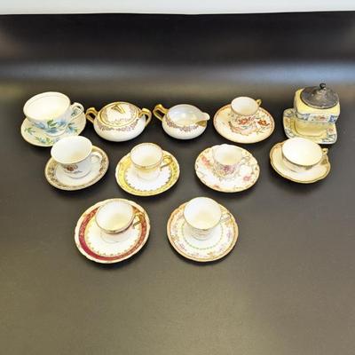 Lot #113 - Antique & Vintage Tea Cups & Saucers, Sugar & Creamer