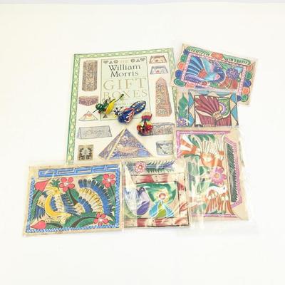 Lot #36 - New Sealed Gift Boxes Kit, Hand Painted Cards, & Folk Art Ornaments