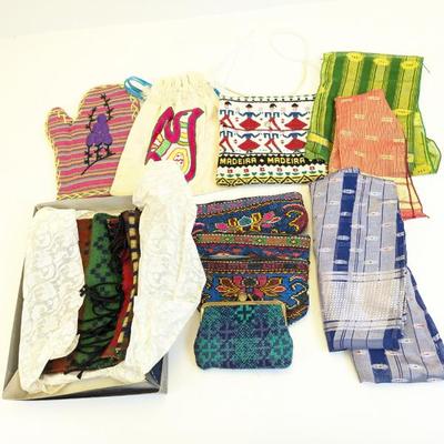 Lot #123 - Embroidered Oven Mitt, Bags, Purses, New Winterthur Scarf and Lightweight Scarves