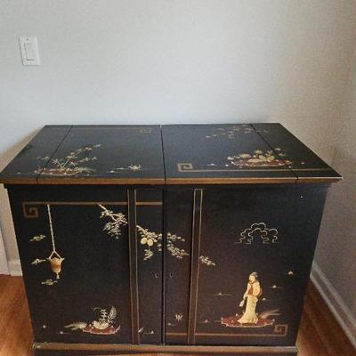 Chinese Lacquered Bar Cabinet 