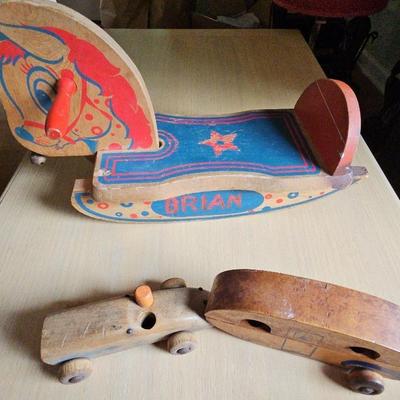 Vintage"Spotty" Rocking  Horse And Vintage Holgate Toy Co. Wooden Toys