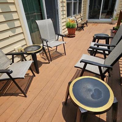 4 Deck Chairs And 3 Side Tables