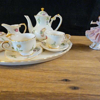 Burton & Burton Mini Tea Set And Dresden Porcelain  Ballerina 