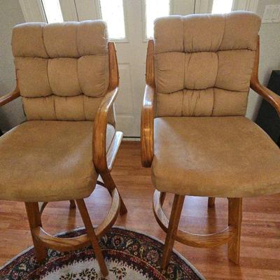 Beige Microfiber Bar Stools