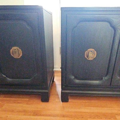 Pair Of vintage black wooden asian style cabinets