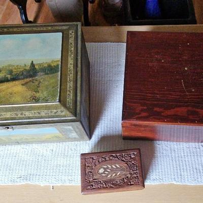 Beech-nut Biscuit Tin, Hand Carved Trinket Box From India, Wooden Storage Box