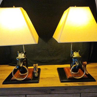 Pair Of Lamps For The Horse Lover