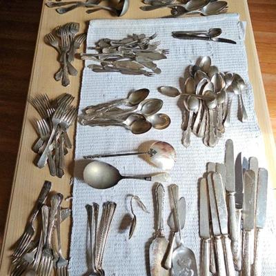 Huge Assortment Of Silver Plate, Various Patterns And Sizes 