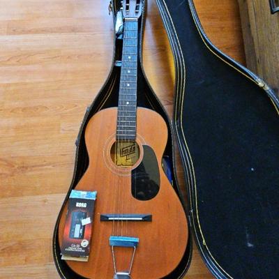 Honda II Acoustic Guitar & Case & Korg CA-30 Chromatic tuner